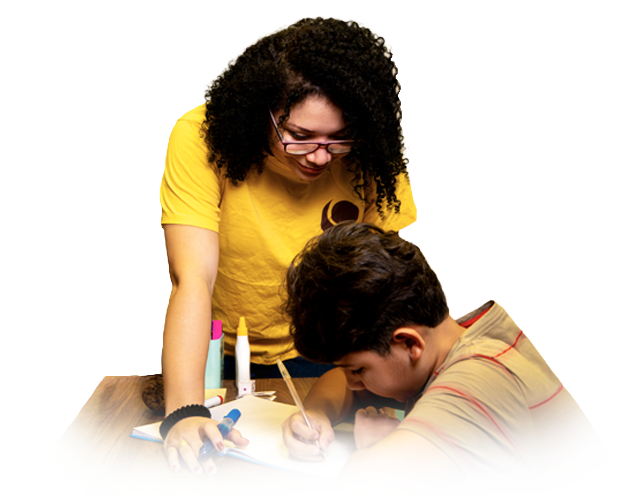 Interação professora e aluno no Ouriço